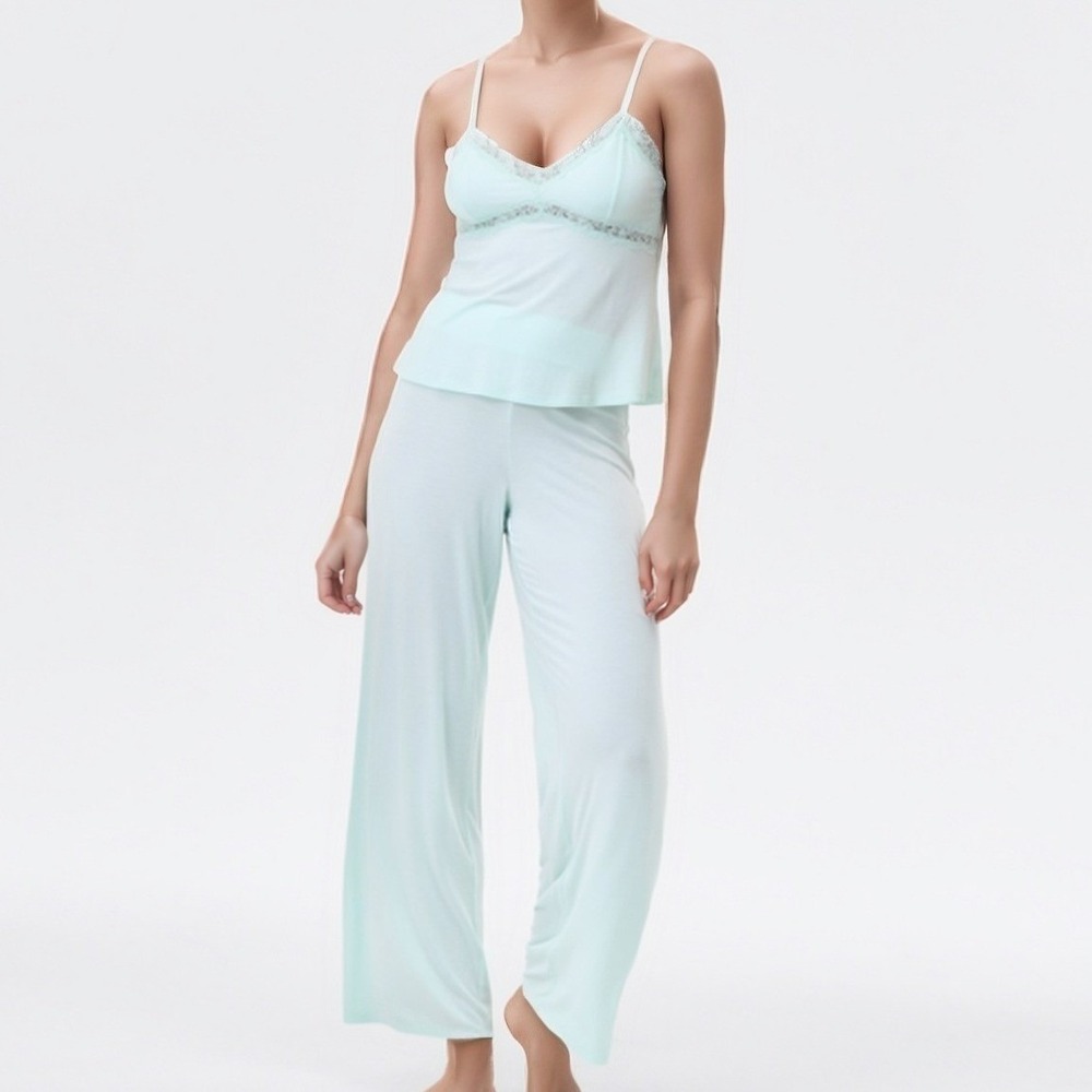 INC International Concepts Women 2Pc Pajama Set Mint 2XL Lace Trim Lounge PJs NW